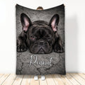 French Bulldog throw blanket featuring a winking black Frenchie on a cracked gray background