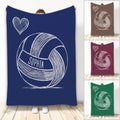 Custom volleyball blanket with hand-drawn volleyball artwork, heart accent, and multiple color options