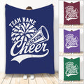 Cheerleading throw blanket with pom-pom and megaphone artwork shown in multiple team colors