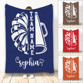 Cheerleading throw blanket with pom-pom and megaphone artwork in multiple color options