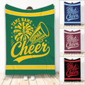 Cheerleading throw blanket featuring a bold megaphone and pom-pom graphic in multiple color options