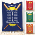 Softball throw blanket with crossed bats, bright softball artwork, and a bold team sports design