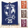 Blue soccer throw blanket with vintage soccer ball artwork, star accent, and bold team-style graphic