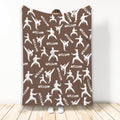 Brown Taekwondo blanket featuring repeated white martial arts silhouettes