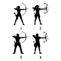 Archery artwork style selection guide showing four archer silhouette options with bows and arrows