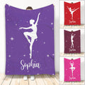 Ballet throw blanket collage with dancer silhouettes, sparkling stars, and colorful design options