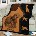 English Cocker Spaniel throw blanket draped over a sofa with matching breed silhouette artwork