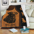 Labrador Retriever throw blanket draped over a sofa, featuring warm amber and black dog artwork