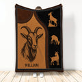 Rustic goat throw blanket featuring a detailed horned goat and coordinating goat silhouettes