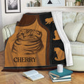 Scottish Fold cat throw blanket displayed on a sofa with matching cat silhouette artwork