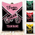Cheerleading blanket with colorful pom-poms, megaphone artwork, and bold team spirit design