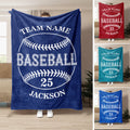 Blue baseball throw blanket displayed with a classic ball graphic and multiple color variations
