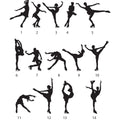 Figure skating style selection guide displaying fourteen alternative skater silhouettes and poses