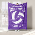 Purple volleyball throw blanket featuring a large white volleyball design