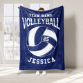 Navy volleyball throw blanket featuring a large white volleyball graphic