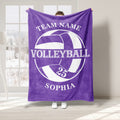 Purple volleyball throw blanket with bold white ball artwork for sports fans