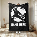 Black karate throw blanket featuring a martial artist in a wide defensive stance
