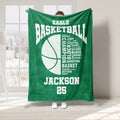 Green basketball throw blanket displayed with a large ball graphic and energetic basketball design