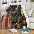 Australian Cattle Dog throw blanket displayed on a living room couch