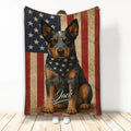 Australian Cattle Dog blanket with patriotic stars and stripes artwork