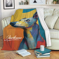 Colorful Whippet throw blanket draped over a sofa in a cozy living room