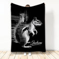 Black and white squirrel blanket with striking digital lines and high-contrast wildlife artwork