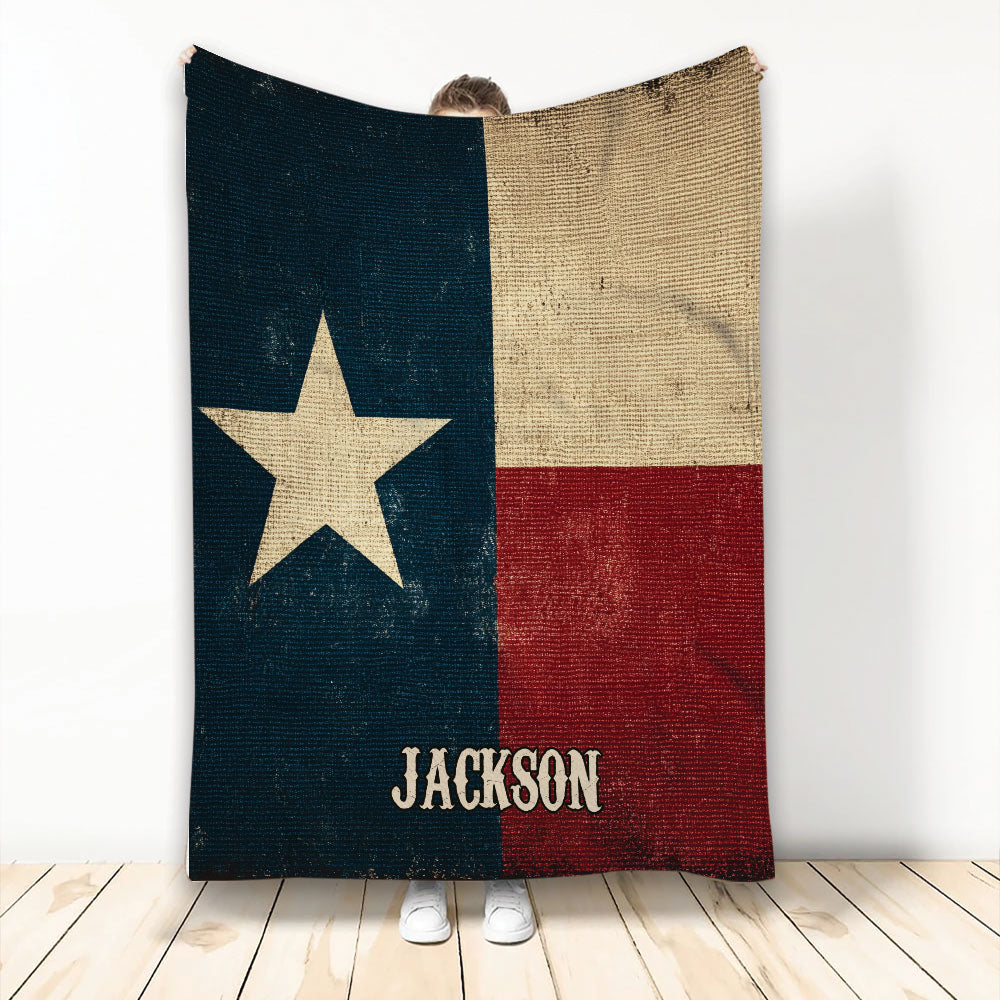 Texas flag throw blanket with Lone Star design displayed against a white background