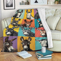 Colorful donkey throw blanket draped over a sofa in a cozy living room setting