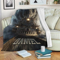 Steam locomotive Railroader blanket draped over a living room sofa