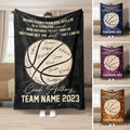 Basketball coach throw blanket shown in black with team artwork and multiple color variations