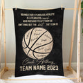 Basketball coach blanket displayed as wall decor with motivational team design