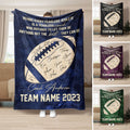 Football coach throw blanket displayed in blue with inspirational team artwork and additional color variations