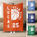 Basketball throw blanket displayed in multiple team colors with bold court-inspired artwork