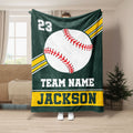 Green and yellow baseball throw blanket with oversized ball artwork and bold team-style color blocking
