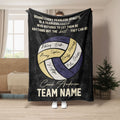 Black volleyball throw blanket featuring an inspirational coach message and team volleyball artwork