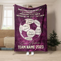 Purple soccer coach blanket with soccer ball artwork and inspirational athlete message