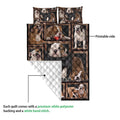 English Bulldog quilt showing the printed front design and white diamond-stitched backing detail