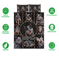 Australian Cattle Dog quilt bedding set shown front-facing with coordinated dog portrait artwork