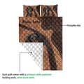 Dachshund quilt blanket showing the printed front and white quilted backing detail