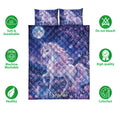 Unicorn quilt bedding set shown with matching artwork, soft breathable design, and colorful bedroom-friendly print