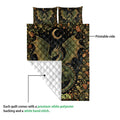 Dragon quilt detail showing the printed artwork side and white diamond-quilted backing
