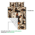 Miniature Pinscher quilt blanket detail showing the printed front and white quilted backing