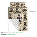 Miniature Schnauzer quilt showing the printed front and white diamond-stitched backing