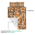Shiba Inu quilt blanket close-up showing the printed front and white quilted backing
