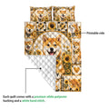 Shiba Inu quilt showing the printed front design and white quilted reverse side