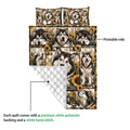 Alaskan Malamute quilt blanket close view showing printed dog artwork and white quilted backing