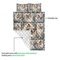 Ragdoll cat quilt showing the printed floral side and white diamond-stitched reverse
