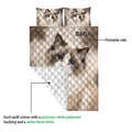 Ragdoll cat quilt showing the printed front and white diamond-stitched reverse backing
