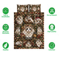 Christmas Ragdoll cat quilt blanket shown with festive cat panels, greenery, gifts, and decorative patchwork