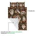 Ragdoll cat quilt blanket detail showing the printed front, quilted backing, and festive cat artwork